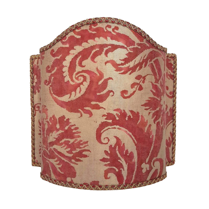 Venetian Lamp Shade Fortuny Fabric Demedici Red & Gold Lampshade