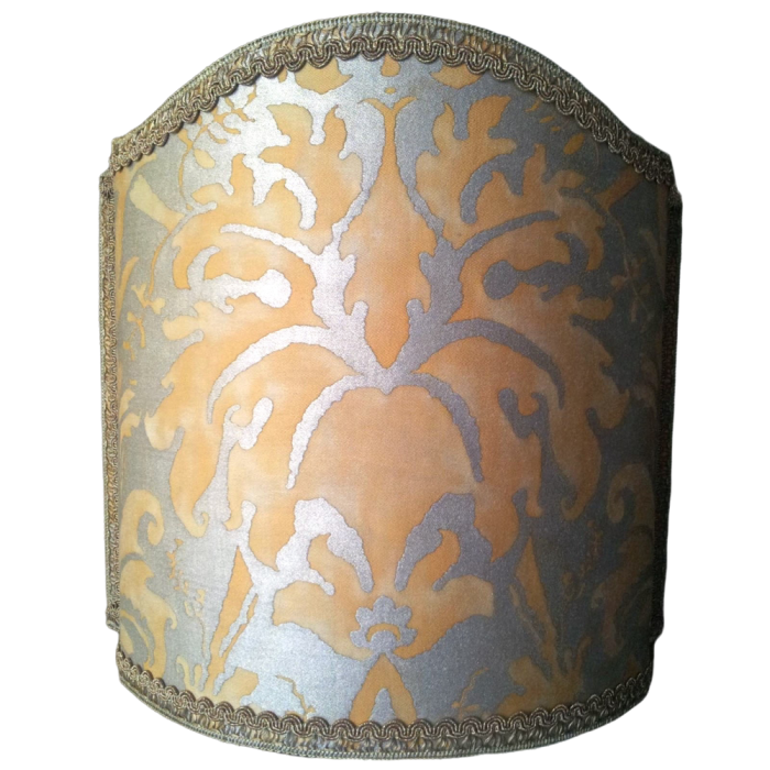 Venetian Lamp Shade Fortuny Fabric Lucrezia Yellow & Silvery Gold Lampshade