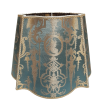 Fancy Square Lamp Shade Aqua Blue and Gold Silk Brocade Rubelli Fabric Aida Pattern