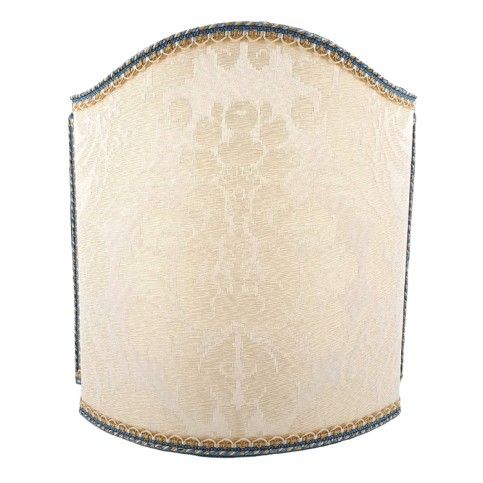 Venetian Lampshade in Rubelli Silk Damask Fabric Beige Ruzante Pattern