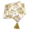 Luxury Table Runner with Pointed Ends And Tassels Silk Brocade Rubelli Fabric Ivory Alice in Wonderland Pattern