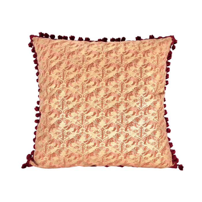 Throw Pillow Cushion Cover in Fortuny Fabric Rust & Gold Richelieu Pattern