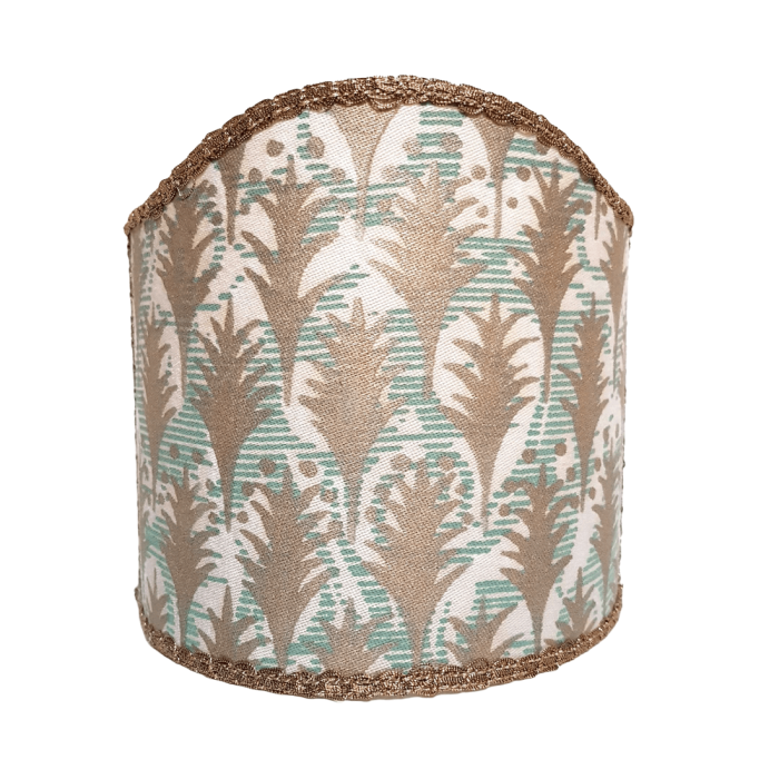 Wall Sconce Clip-On Shield Shade Fortuny Fabric Piumette Pink, Aquamarine & Gold Mini Lampshade