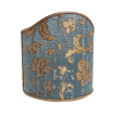 Wall Sconce Clip On Shield Shade in Sky Blue and Gold Silk Jacquard Rubelli Les Indes Galantes Pattern