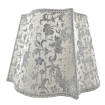 Fancy Square Lamp Shade Ivory and Silver Silk Jacquard Rubelli Fabric Les Indes Galantes Pattern