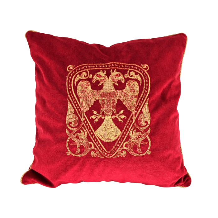 Double Headed Eagle Embroidered Pillow Case Red Velvet