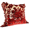 Pillow Case with Tassel Trim Luigi Bevilacqua Silk Multi-Coloured Velvet Red Grottesche Pattern