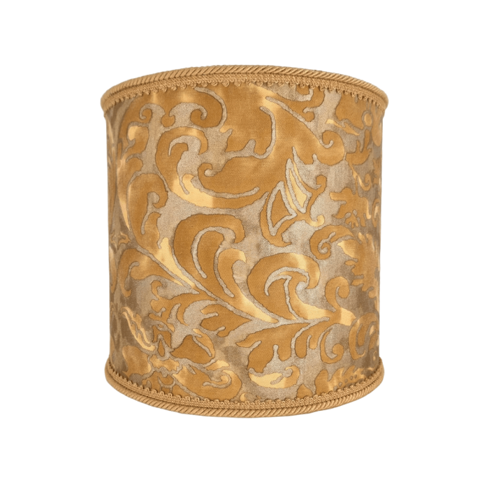 Drum Lamp Shade Fortuny Fabric Caravaggio in Gold, Museum