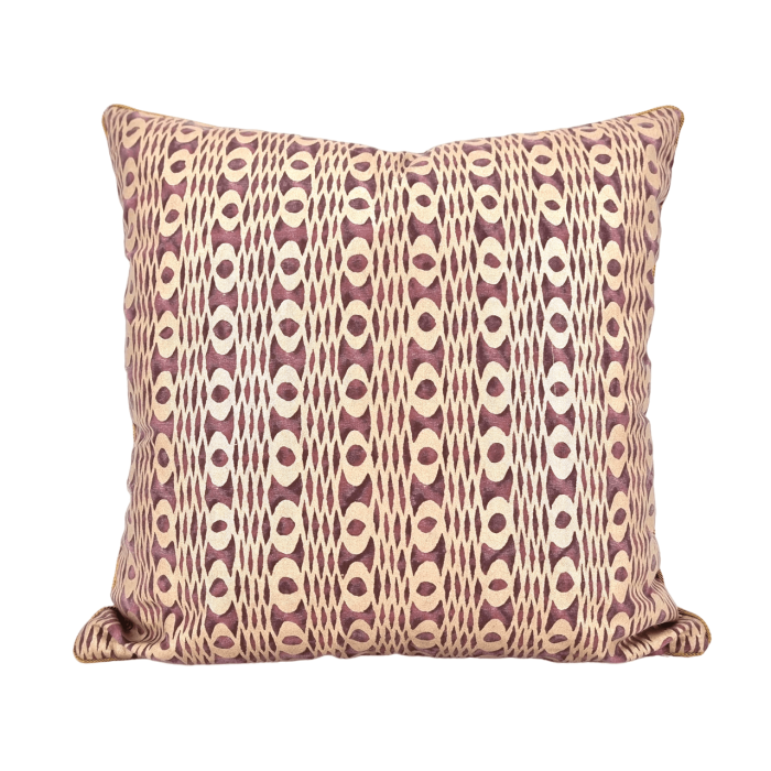 Decorative Pillow Case Fortuny Fabric Unita Pattern Deep Carmine & Gold