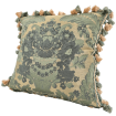 Pillow Case with Tassel Trim Antique Green Silk Brocatelle Luigi Bevilacqua Fabric Giardino Pattern