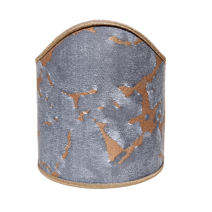 Wall Sconce Clip-On Shield Shades Fortuny Fabric Marmo Pattern in Black, Grey & Copper Mini Lampshade