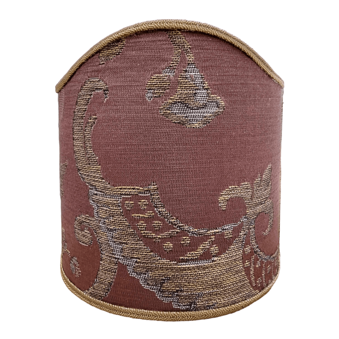 Wall Sconce Clip-On Shield Shade Mauve and Gold Silk Brocade Madama Butterfly Rubelli Fabric Mini Lampshade