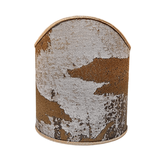 Wall Sconce Clip On Shield Shade in Bronze & Silver Jacquard Rubelli Fabric Sumi Pattern