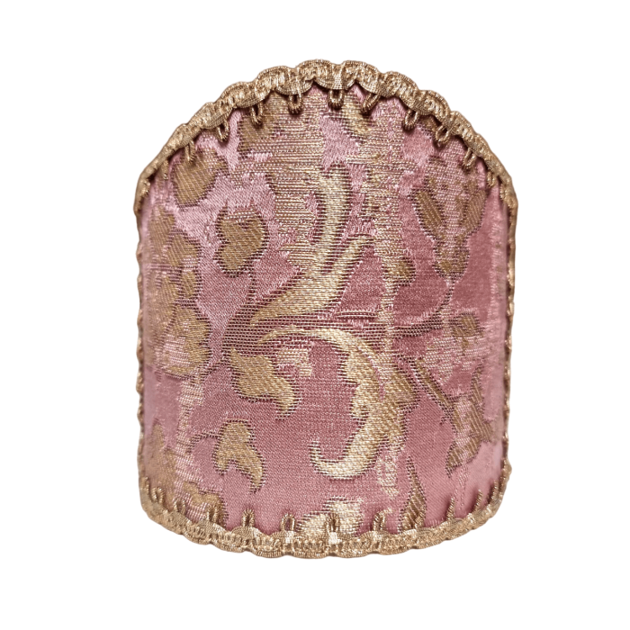Wall Sconce Clip On Shield Shade Pink and Gold Silk Jacquard Rubelli Les Indes Galantes Pattern