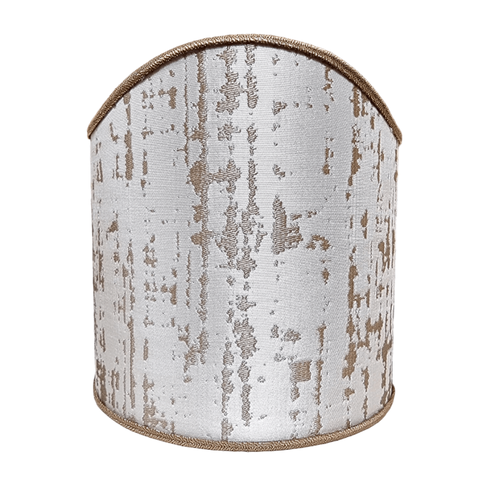 Wall Sconce Clip-On Shield Shade Off-White and Gold Silk Lampas Zanni Rubelli Fabric Mini Lampshade