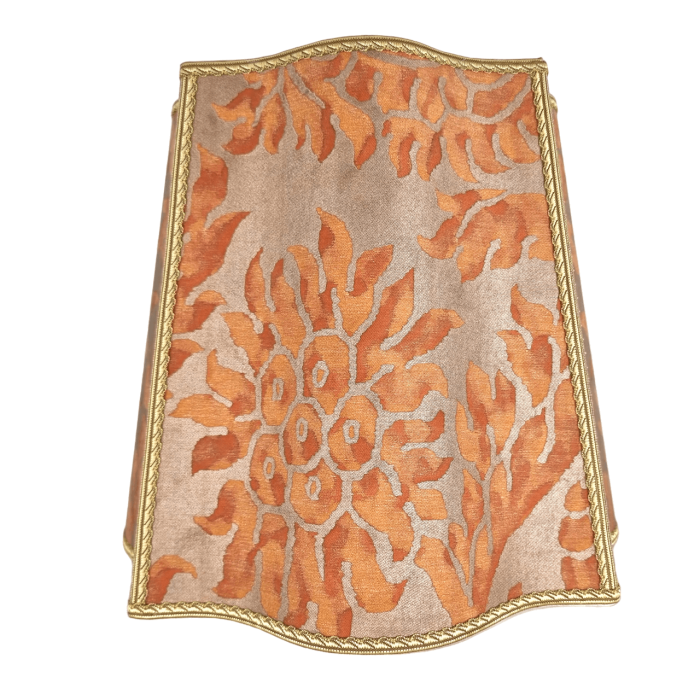 Fancy Square Lamp Shade Fortuny Fabric Burnt Apricot & Silvery Gold Barberini Pattern