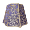 Fancy Square Lamp Shade Blue-Purple and Gold Silk Jacquard Rubelli Fabric Les Indes Galantes Pattern