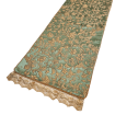 Luxury Table Runner Green & Gold Silk Jacquard Rubelli Fabric Les Indes Galantes Pattern with Gold Lace Trim