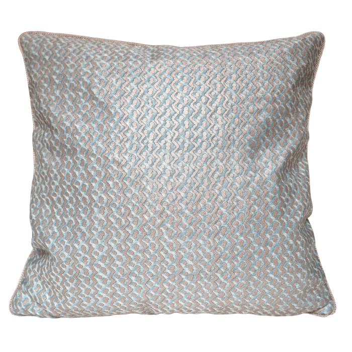 Throw Pillow Cushion Cover Fortuny Fabric Aquamarine & Silvery Gold Tapa Pattern