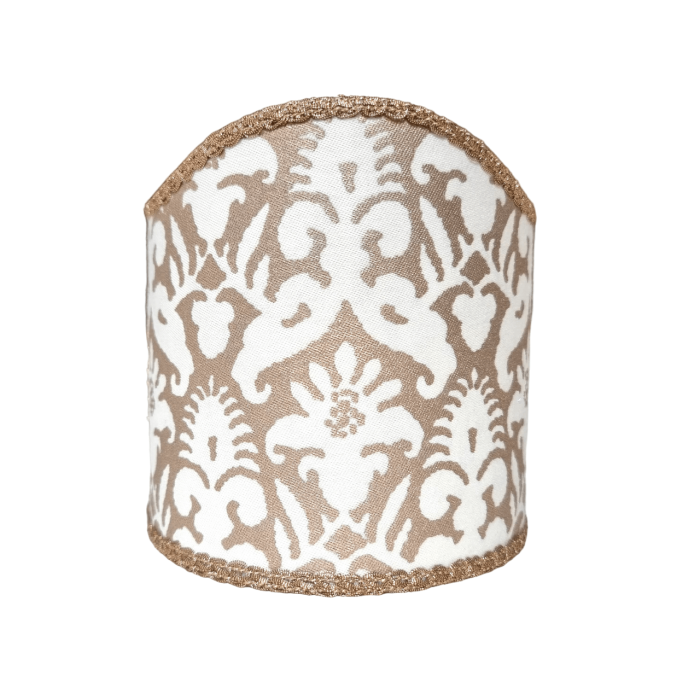 Wall Sconce Clip-On Shield Shade Fortuny Fabric Delfino Ivory & Gold Half Lamp Shade