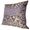 Fodera per Cuscino in Tessuto Jacquard di Seta Rubelli Les Indes Galantes Blu Viola e Oro
