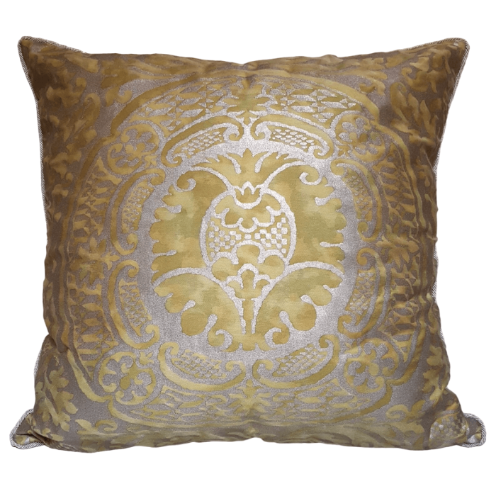 Throw Pillow Cushion Cover Fortuny Fabric Bayou Green & Silvery Gold Orsini Pattern