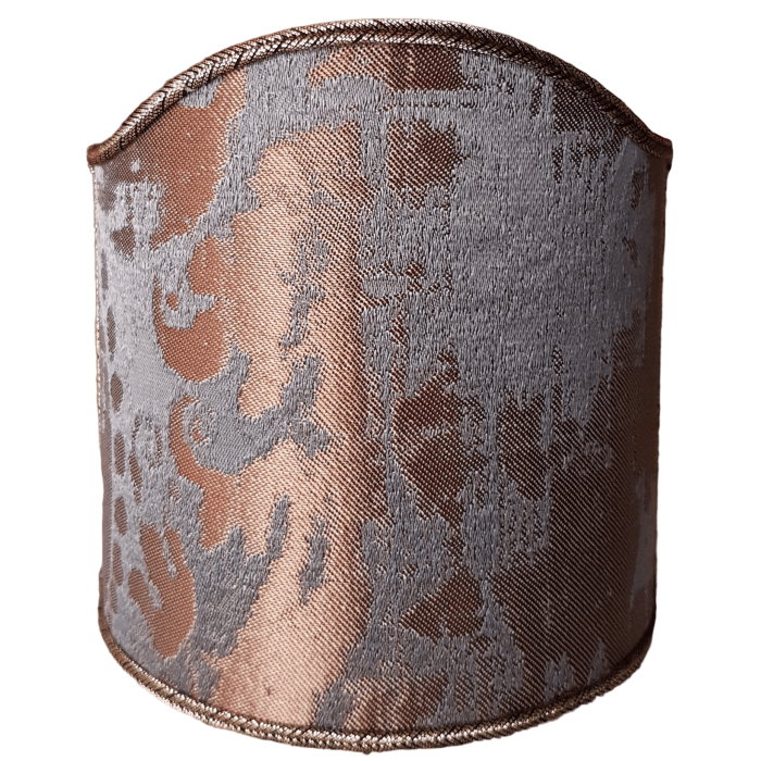 Wall Sconce Clip-On Shield Shade Lead Grey and Bronze Jacquard Rubelli Fabric Gritti Pattern Mini Lampshade