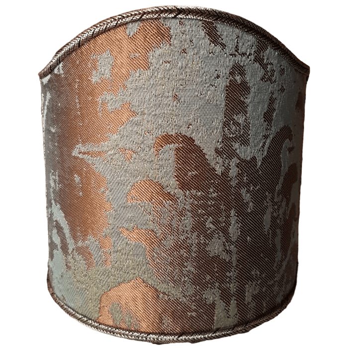 Wall Sconce Clip-On Shield Shade Reseda Green and Gold Jacquard Rubelli Fabric Gritti Pattern Mini Lampshade