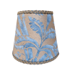 Empire Chandelier Lampshade Fortuny Fabric Blue and Silvery Gold Demedici Pattern