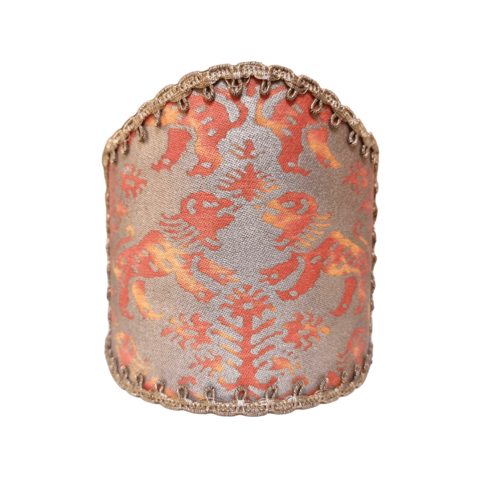 Wall Sconce Clip-On Shield Shade Fortuny Fabric Richelieu Bittersweet & Silvery Gold Mini Lamp Shade