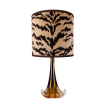 Vintage Lampe de Table en Verre de Murano Ambre avec Abat Jour en Velour Luigi Bevilacqua Tigre