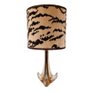 Vintage Lampe de Table en Verre de Murano Ambre avec Abat Jour en Velour Luigi Bevilacqua Tigre