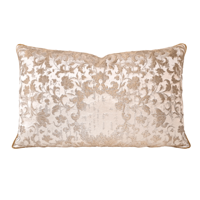 Ivory and Gold Silk Jacquard Les Indes Galantes Rubelli  Fabric Throw Pillow Cushion Cover
