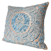 Throw Pillow Cushion Cover Fortuny Fabric Blue-Green & Silvery Gold Orsini Pattern