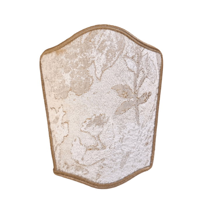 Wall Sconce Venetian Clip-On Shield Shade Silk Lampas Rubelli Fabric Ivory and Gold Dorian Gray Pattern Mini Lampshade