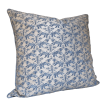 Throw Pillow Cushion Cover in Fortuny Fabric Indigo Blue & Silvery Gold Richelieu Pattern