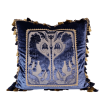 Decorative Pillow Case with Tassel Trim Blue Velvet with Luigi Bevilacqua Framed Front Panel