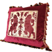 Decorative Pillow Case Red Rubelli Velvet with Luigi Bevilacqua Leoni Persiani Framed Front Panel - 1