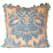 Tassel Trim Fortuny Fabric Decorative Pillow Case Glicine Pattern Green & Gold Texture