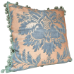 Tassel Trim Fortuny Fabric Decorative Pillow Case Glicine Pattern Green & Gold Texture