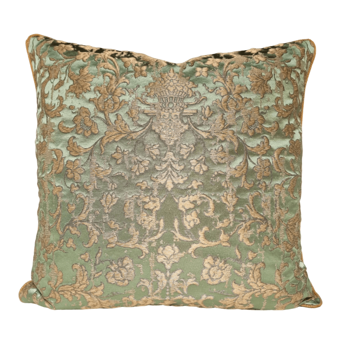 Green & Gold Silk Jacquard Les Indes Galantes Rubelli  Fabric Throw Pillow Cushion Cover