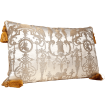 Decorative Pillow Case Silk Brocade Rubelli Fabric White and Gold Aida Pattern with Gold Tassel at Corners