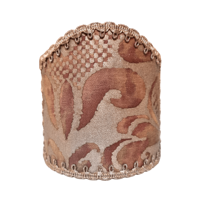 Wall Sconce Clip-On Shield Shade Fortuny Fabric Rust & Gold Sevigne Pattern Mini Lampshade