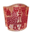 Venetian Half Lampshade Red Silk Brocatelle Luigi Bevilacqua Fabric Fiere Pattern