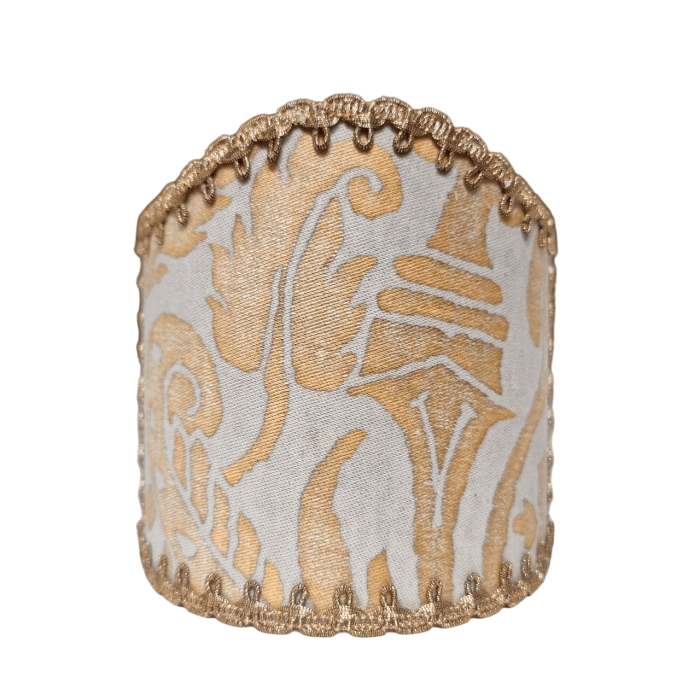 Wall Sconce Clip-On Shield Shade Fortuny Fabric Yellow Monotones Uccelli Pattern