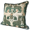Pillow Case with Brush Fringe Trim Emerald Green Silk Brocatelle Luigi Bevilacqua Fabric Fiere Pattern