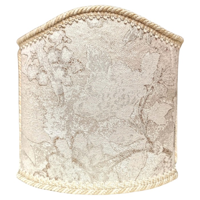 Half Lampshade Ivory and Gold Silk Lampas Rubelli Fabric Dorian Gray Pattern