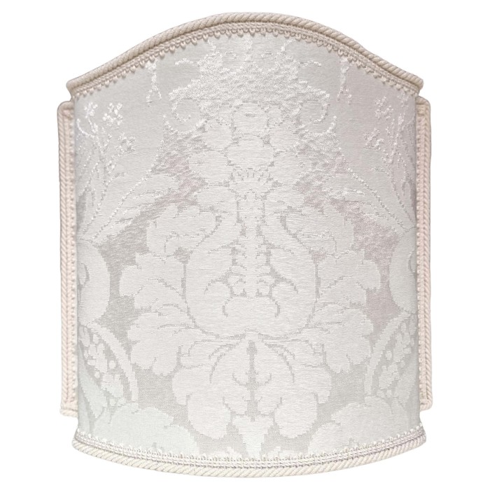 Venetian Lampshade in Rubelli Silk Damask Fabric Ivory Ruzante Pattern