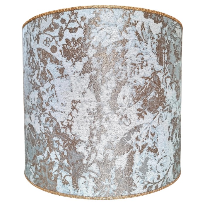 Drum Lamp Shade Jacquard Rubelli Fabric Aqua Mirage Pattern