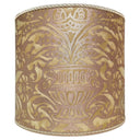 Drum Lampshade in Fortuny Fabric Green & Silvery Gold Campanelle Pattern